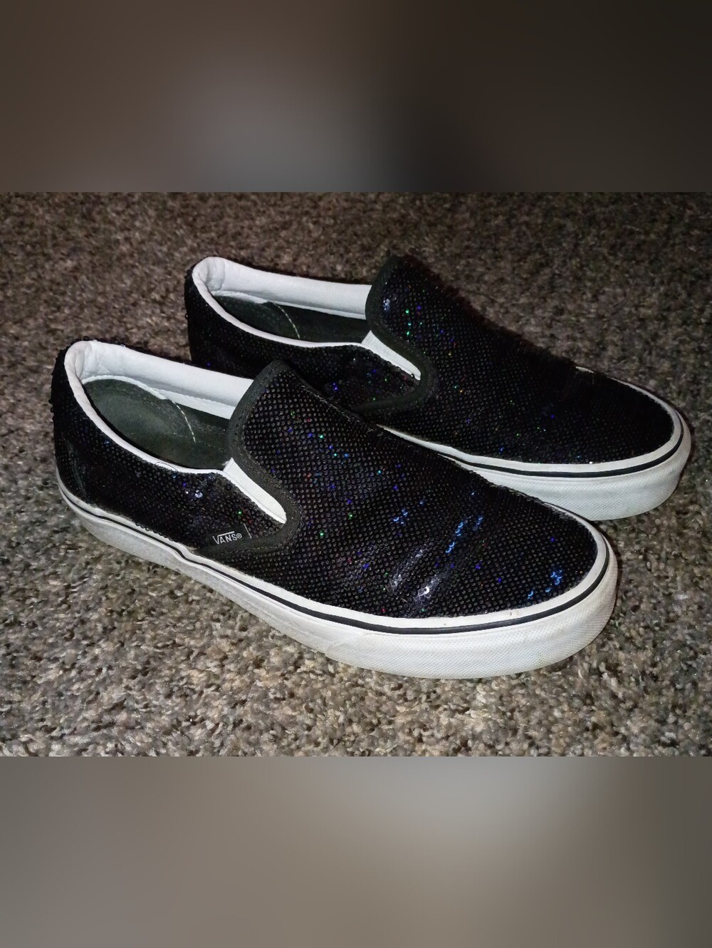 Vans Black Sequin Slip-On